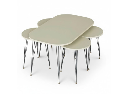 Eleganter Beistelltisch-Set aus Holz in Beige für modernes Wohnen