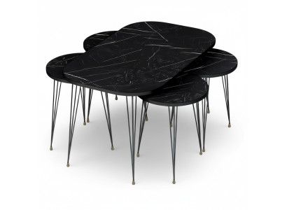 Schwarzer Holz-Couchtisch mit Beistelltischen modern und stilvoll