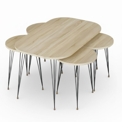Moderner Holz-Couchtisch mit Beistelltischen in Braun
