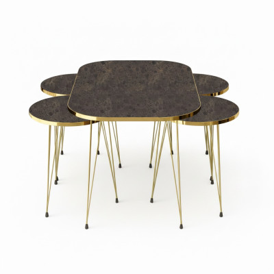Eleganter brauner Couchtisch mit vier Beistelltischen aus Holz