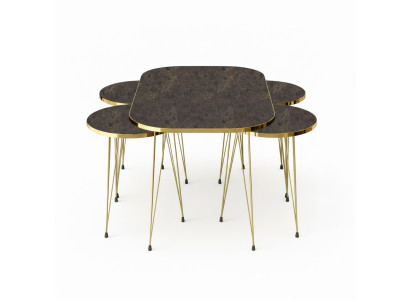 Eleganter brauner Couchtisch mit vier Beistelltischen aus Holz