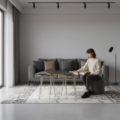 Schwarzer Holz-Couchtisch mit Beistelltischen im modernen Stil