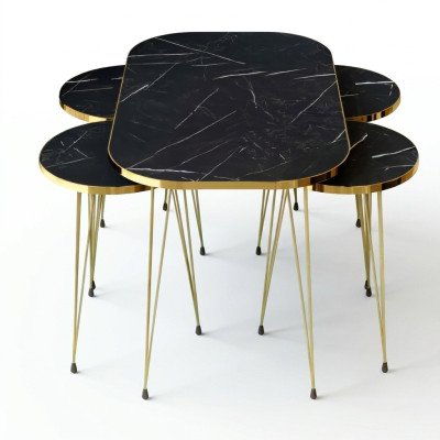Schwarzer Holz-Couchtisch mit Beistelltischen im modernen Stil