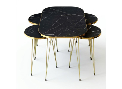Schwarzer Holz-Couchtisch mit Beistelltischen im modernen Stil