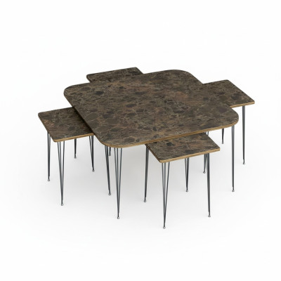 Eleganter Holz-Couchtisch mit Beistelltischen in Braun, modernes