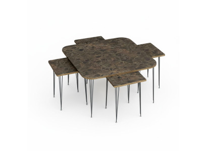 Eleganter Holz-Couchtisch mit Beistelltischen in Braun, modernes