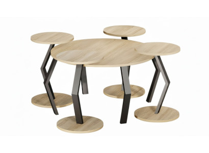 Eleganter brauner Holz-Couchtisch mit Beistelltischen im modernen Stil