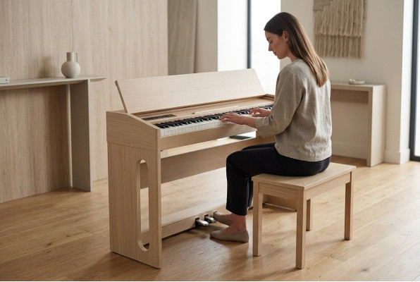 Digitales Klavier Piano Heimklavier Digital Keyboard 130cm Hellbraun