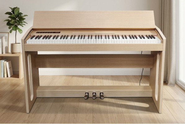 Digitales Klavier Piano Heimklavier Digital Keyboard 130cm Hellbraun
