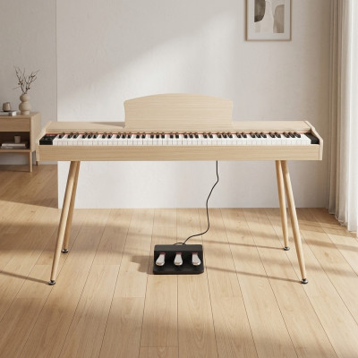 Digitales Klavier Piano Heimklavier Digital Keyboard 135cm Hellbraun