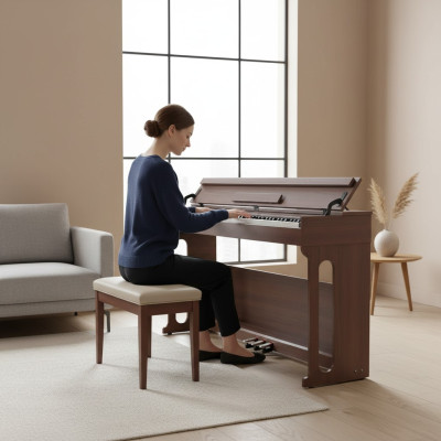 Digitales Klavier Piano Heimklavier Digital Keyboard 137cm Braun