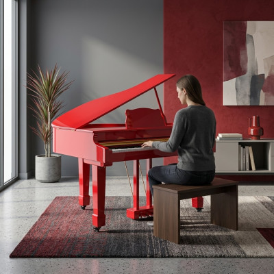 Rotes Klavier Flügel  Digitalpiano Flügelklavier Hochglanz Piano