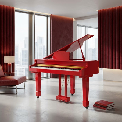 Rotes Klavier Flügel  Digitalpiano Flügelklavier Hochglanz Piano