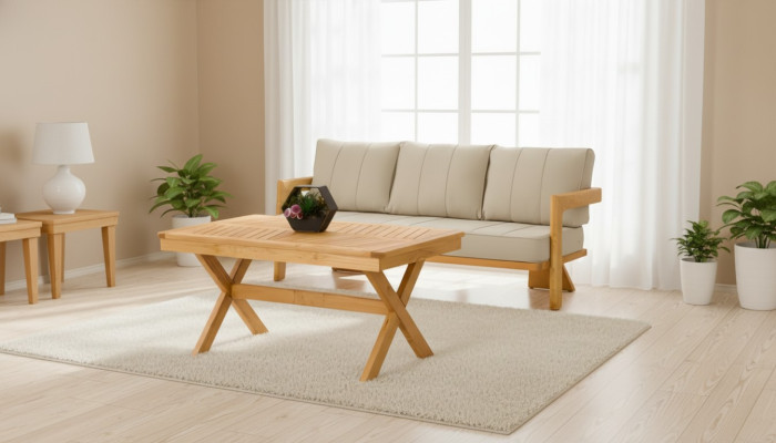 Gartenmöbel Set aus Holz in Beige modern, 2-teilig