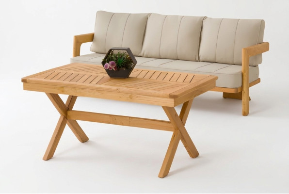 Gartenmöbel Set aus Holz in Beige modern, 2-teilig