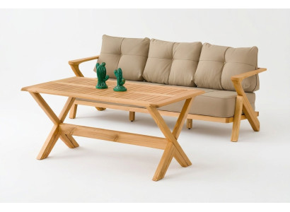Gartenmöbel Set aus Holz in Beige, stilvoll und wetterfest