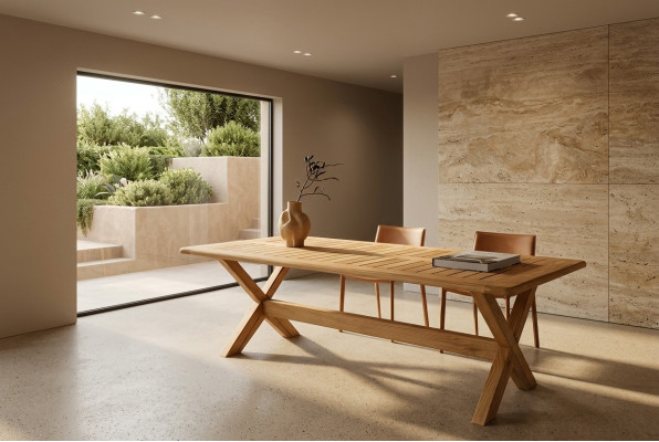 Eleganter brauner Esstisch aus Holz für modernes Esszimmer