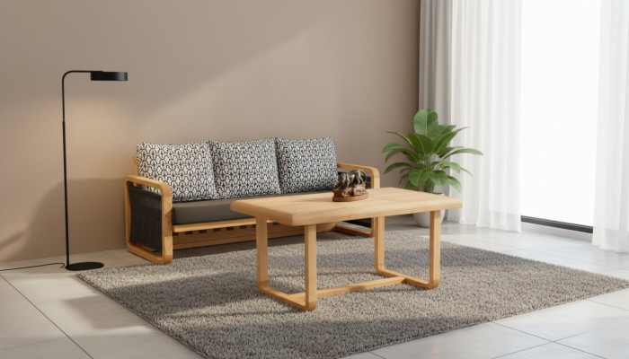 Gartenmöbel Set aus Holz und Textil in Schwarz, modernes Design