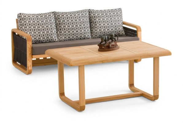 Gartenmöbel Set aus Holz und Textil in Schwarz, modernes Design
