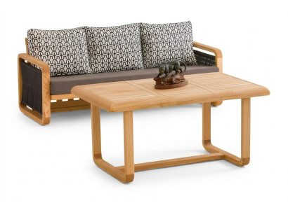 Gartenmöbel Set aus Holz und Textil in Schwarz, modernes Design