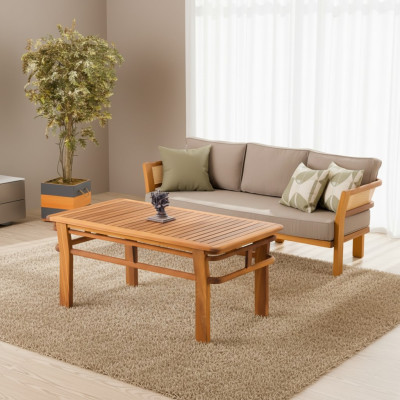 Gartenmöbel Set aus Holz und Textil in Beige stilvoll
