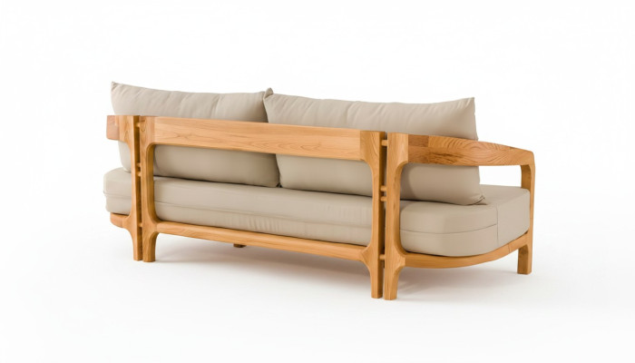 Elegantes beiges Stoffsofa für Terrasse und Balkon