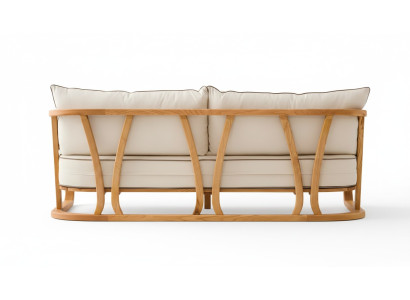 Elegantes beiges 3-Sitzer-Sofa aus Holz und Textil für Outdoor