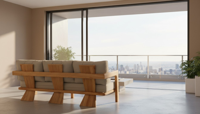 Moderner Beiger Stoff-Sofa für Terrasse und Balkon