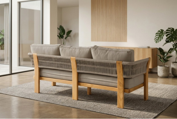 Elegantes graues Stoffsofa für Terrasse und Balkon