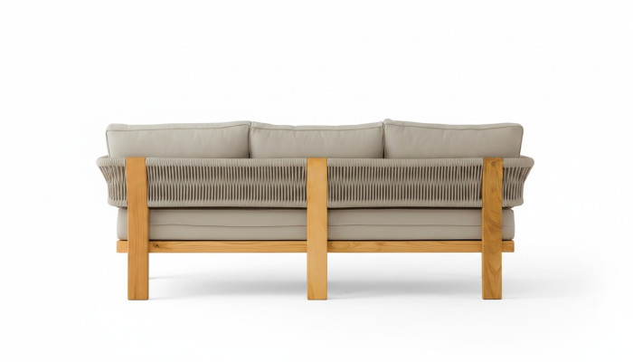 Elegantes graues Stoffsofa für Terrasse und Balkon