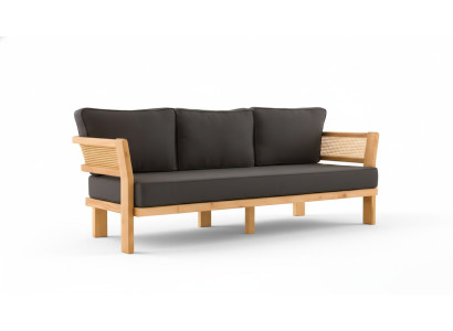 Modernes schwarzes Outdoor-Sofa aus Holz und Textil