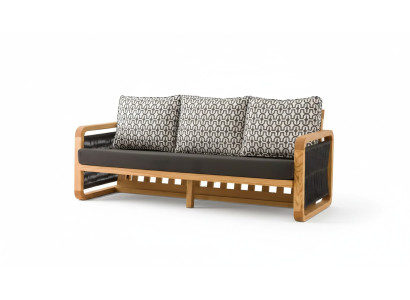 Elegantes schwarzes 3-Sitzer Sofa aus Textil für Outdoor-Bereich