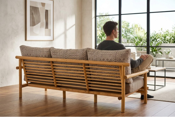 Moderner beiger Stoff-Sofa für Terrasse und Balkon