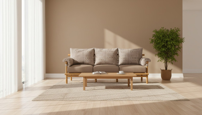 Moderner beiger Stoff-Sofa für Terrasse und Balkon