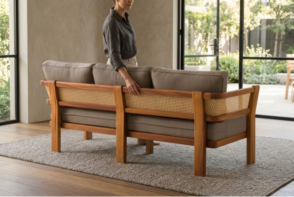 Elegantes Beiges Stoffsofa für Terrasse und Balkon
