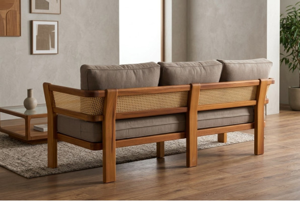 Elegantes Beiges Stoffsofa für Terrasse und Balkon
