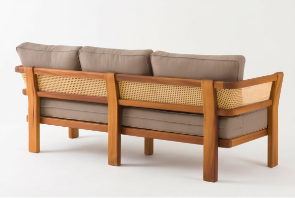 Elegantes Beiges Stoffsofa für Terrasse und Balkon