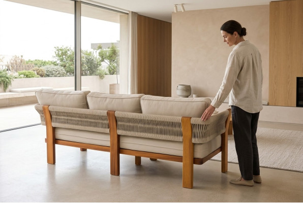 Modernes beige Stoffsofa für Terrasse und Balkon