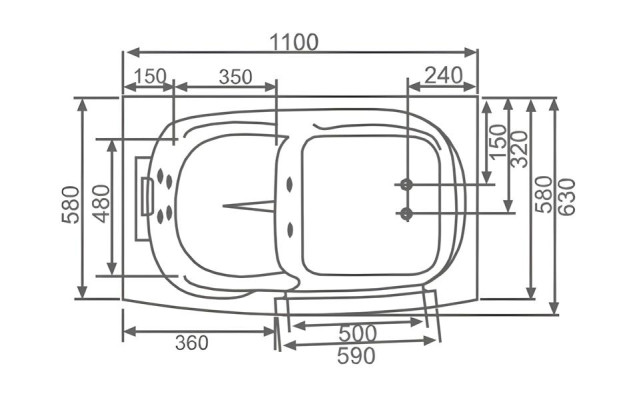 Kompaktbadewanne Massagewanne Whirlpool Badewanne mit Tür 110x63 cm