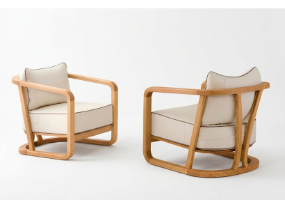 Moderne Beigefarbene Holz-Textil Sessel im eleganten Design