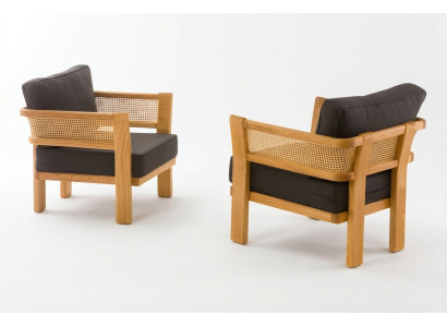 Moderne schwarze Holz-Textil Sessel im zeitgenössischen Design