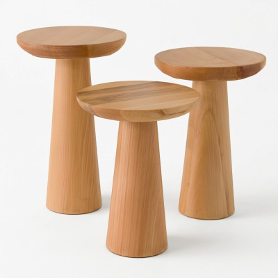 Set von 3 Beistelltischen aus Holz in Braun für modernes