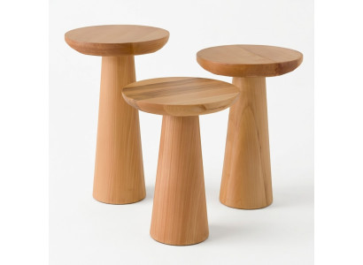 Set von 3 Beistelltischen aus Holz in Braun für modernes