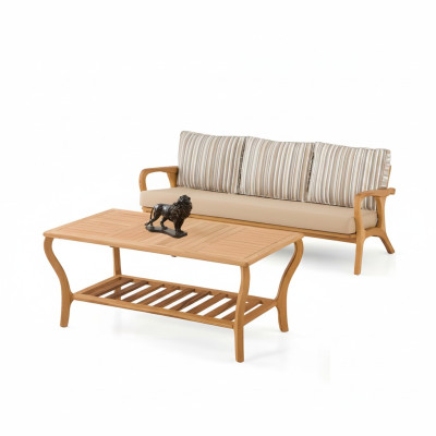 Gartenmöbel Set aus Holz und Textil in Beige elegant