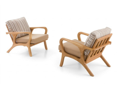 Moderne Beigefarbene Holz-Textil Sessel im 2er-Set