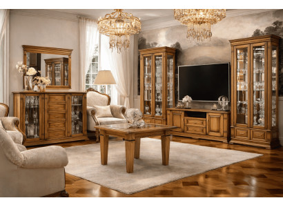 Wohnzimmer Möbel Set TV Lowboard 2x Vitrinen Couchtisch 2x Sessel