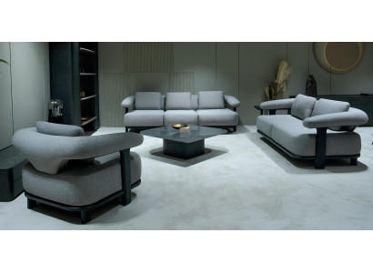 4+3+1 Sofagarnitur Minimalistisches Design Dunkler Rahmen mit Außenfläche
