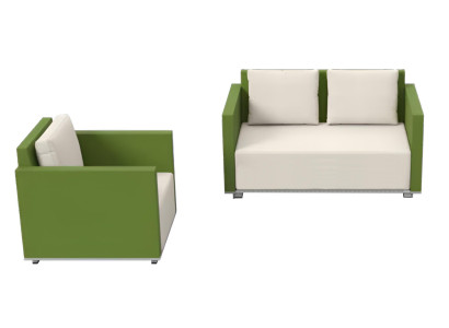 Grün-Weiße Sofagarnitur Wohnzimmer Designer 2-Sitzer Textilsessel