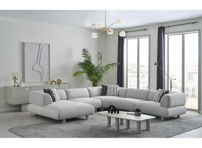 Luxuriöses Modernes Weißes Wohnzimmer Set Polster Ecksofa Couchtische