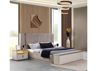 Modernes 3-teiliges Schlafzimmer Set Bett und 2x elegante Nachttische